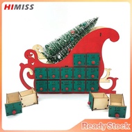 Christmas Countdown Advent Calendar Sleigh Shape Wooden Advent Calendar With 24 Drawers Lights DIY C