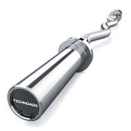 TECHNOAGE Olympic EZ Curl Bar, 47" Curl Bar(350/500LBS Capacity) 20LB, Solid Steel, Chrome Finish Ba