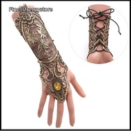 [FF] Gothic Steampunk Lace Cuff  Fingerless Glove Arm Warmer Bracelet  Gold  [TH]