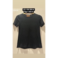 HITAM [Z24-50] Preloved BRAND PENIWERN TSHIRT WOMEN'S T-SHIRTS PLAIN BLACK SHORT SLEEVES SIZE L