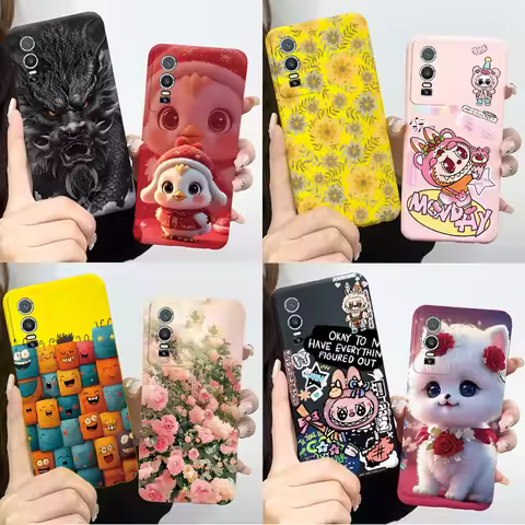For Vivo Y76 5G Case Lovely Labubu Cat Silicone Soft Slim Cover for Vivo Y76 5G V2124 6.58" Phone Ca