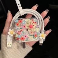 Big Flowers Cable Wrapping Set Cartoon Charger Case USB Protector oppo 80w 67w vivo33w 44w 18w Cable