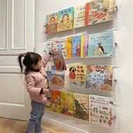 ST/ Children's Picture Book Shelf Wall-Mounted Punch-Free Wall Bookshelf Display Rack Transparent Acrylic Aisle Door Rea