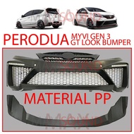 PERODUA MYVI GEN3 MYVI 2018 GT BUMPER MATERIAL PP WITH LED DAY LIGHT N LIP DIFFUSER PERODUA KING