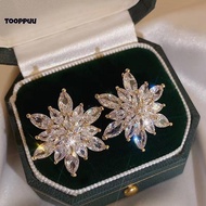 TPU] Luxury Crystal Snowflake Zircon Stud Earrings for Women Elegant Wedding Jewelry