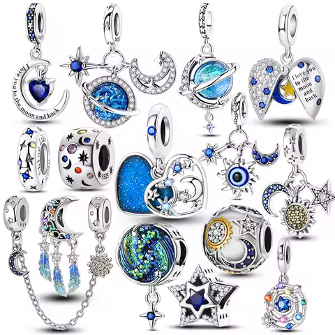 Charms Lucky Star 925 Sterling Silver Sparkling Star Heart Beads Charms Pendent Fits 925 Original Br