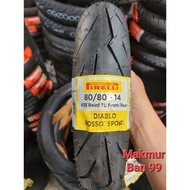 Pirelli Diablo Rosso Sport 80/80-14 Tubeless Tire Tayar Motor Tubeless Murah Tayar Motor Tubeless Mu