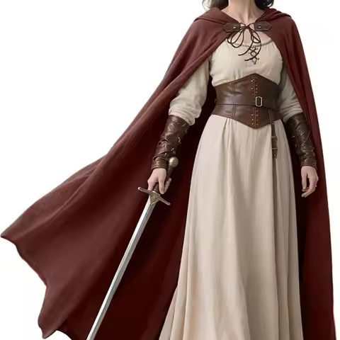Medieval Hooded Cloak Linen Renaissance Cape With Hood - Halloween Hobbit Cosplay Witch Wizard Ponch