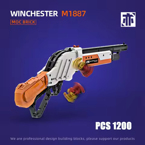 1200PCS Technical Emissible Winchester M1887 Shotgun Building Blocks Gun Model MOC Assemble Bricks T