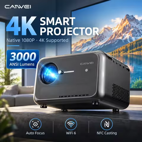 CAIWEI A6W 4K Smart Projector Full HD 1080P 3000 ANSI Home Theater Auto Focus Android for Movies Vid
