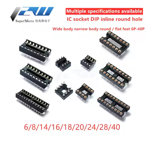 10PCS IC Sockets 2.54MM DIP6 DIP8 DIP14 DIP16 DIP18 DIP20 DIP28 DIP40 pins Connector DIP Socket 6 8