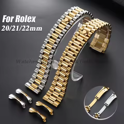 304 Stainless Steel Watch Band for Rolex for DATEJUST for DAY-DATE Strap 20mm 21mm 22mm Curved End M