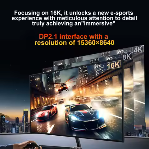 USB C to 16K DisplayPort 2.1 Cable 16K@30Hz 8K@60Hz Type-C to 16K DP 2.1 For Thunderbolt 4/3 54Gpbs 