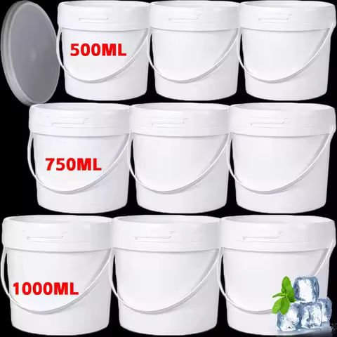 Transparent Plastic Bucket with Handle Reusable Juice Fruit Tea Snack Storage Container Home Organiz