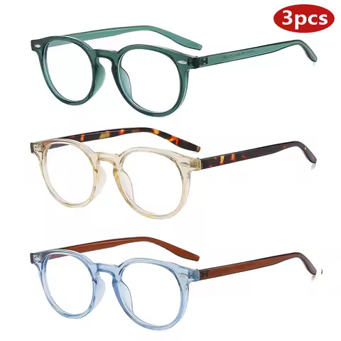 3pcs Vintage Round Glasses Frame Women Fashion Female Driving Eyewear Optical Anti-Blue Light Eyegla