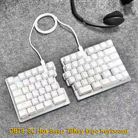 DEBROGLIE DB78-3C Split Keyboard LED Backlit Ergo Hot Swappable 78Key Bootmapper Maro Design Mechani