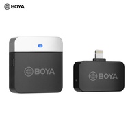 BOYA BY-M1LV-D 2.4GHz Wireless Microphone System Transmitter + Receiver Mini Recording Mic with MFi Certified Lightning Connector Replacement for iOS Smartphones Tablets Vlog Recording Live Stream Video Conference Interview