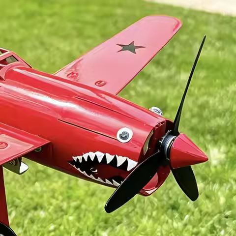Red Airplane Wind Spinner 3D Kinetic Metal Wind Sculpture 360 Rotating Windmill Stake Yard Art for F