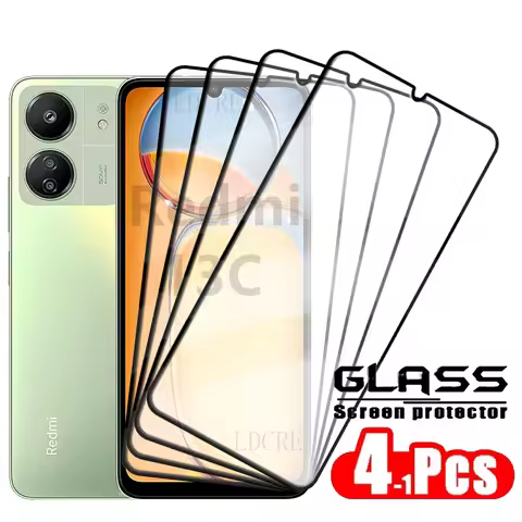 4Pcs For Xiaomi Redmi 13C Glass Redmi 13C Tempered Glass Protective Film Full Cover Glue 9H HD Scree