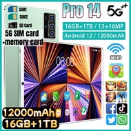 Pro 14 5G+ Tablet: 16GB+1TB, 13+16MP Cam, Android 12, 12000mAh, 5G/BT 5.0, GPS & Smooth Gaming