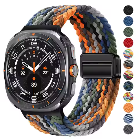 For Samsung Galaxy Watch 7 Ultra Strap 47mm Accessories Magnetic Nylon Braided sport Bracelet Correa