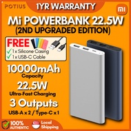 🇸🇬【𝗙𝗥𝗘𝗘 𝗖𝗔𝗦𝗘 &amp; 𝗖𝗔𝗕𝗟𝗘】XIAOMI 22.5W 10000mah Powerbank 3 Micro USB C Input Output Single Dual USB A 2-way Fast Charge