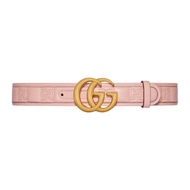 LV 2024 New Men's Belt GG MARMONT Pink Quilted Embossed 4CM Wide Belt