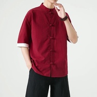 XO Tang Suit Frog Button Chinese Style 34 Cotton En Shirt R Outfit Short Sleeve Mens Top Clothing Hi