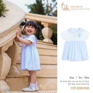 M&B (3M-24M) Blue Sea Bodysuit, short sleeve jumpsuit made of soft cotton for baby 5.7kg-13.6kg Blue
