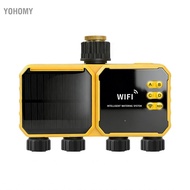 yohomy Smart Irrigation Timer WiFi Solar Water Valve Controller APP Control Rain Sensor 4 Zone Garde