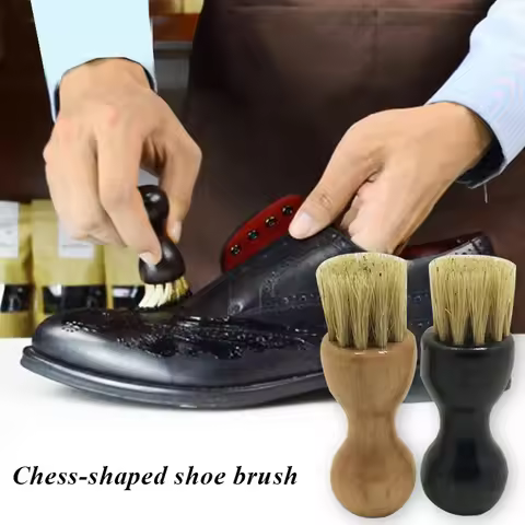 Leather Shoes Polish Brush Shoe Brush Wood Handle Portable Boot Shoes Brush Shoes Cleaning Tool Hog 