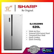 Sharp 620L Inverter Side By Side Refrigerator SJX629MS / SJX-629MS Fridge Freezer Peti Sejuk
