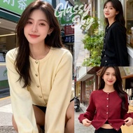 Glassy Sky Knitted Sweater Long-Sleeved Round Man With Button Detail Korean Style Cardigan (10188)