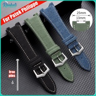 For Patek Philippe Denim Genuine Leather Watch Band 25x13mm Nylon Cowhide Watch Strap for Nautilus 5