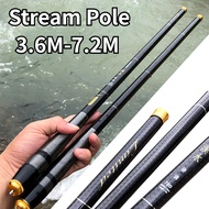 Super Hard Carbon Baitcasting Pole Telescopic Stream Fishing Rod 3.6/4.5/5.4/6.3/7.2M Line Weight 1.