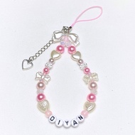 Custom Name Mini Phone Strap Charm | Aesthetic Mini Phone Strap with Pendant