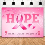 FHZON Breast Cancer Awareness Backdrop Pink Ribbon Photo Booth Hope Encourage Healing Theme Event Li