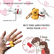 GANTUNGAN (1 SET UNIQUE GIFT) Cute Magnetic Dog Couple Keychain Unique Couple Set & Romantic Gift
