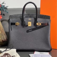 Hermes愛馬仕birkin25黑色touch蜥蜴皮拼togo金扣b刻，2024年票