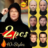 2Pcs 3D Printed Funny Celebrity Elastic Mask Balaclava UV Protection Sunscreen Ronaldo Messi Mr. Bea