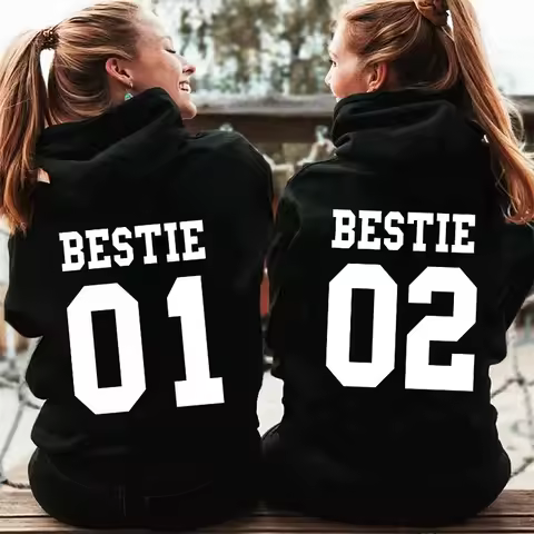 Bff Women Hoodies Bestie 01 Bestie 02 Girls Zipper Hoodies Jackets Best Friend Matching Sweatshirts 