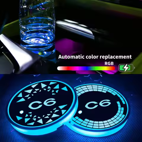 For Citroen C6 Logo C1 C2 C3 C4 C-CROSSER C-ELYSEE DS3 NEMO VTS Car Water Coaster 7 Colors LED Light