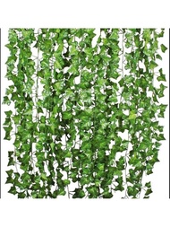 Paquete de 12 hojas de hiedra artificial con guirnalda de 98 pies de largo, follaje colgante de planta y vid para decoración estética de pared, fiesta y boda