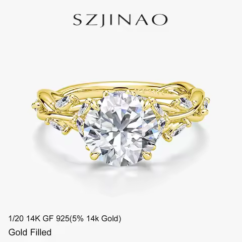Au585 Round Cut 2CT Moissanite Ring 14K Gold Filled Vintage Floral Engagement Diamond Ring High Clar