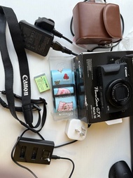 Canon PowerShot G7X Mark III 數碼相機 自用港版佳能G7X3數碼相機 盒子講明書都還喺 平時出去玩兒才用 配件有充電器 電池和雙充底座、蘇寧送嘅全新小豬肩帶、自己買嘅佳能肩