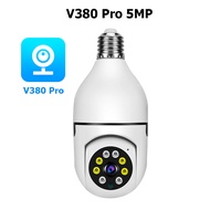 Samsung CCTV camera Bohlam Lampu V380 PRO 5MP FHD Kamera CCTV Untuk Rumah Ke Hp 360 PTZ Pamorana CCTV Wireless 2.4G/5G WiFi Outdoor COD Garansi 1 tahun