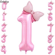 40 Inch Jumbo Number Balloon for Girls Birthday Party Decorations Pink Bownot Balloons Princess Them