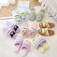 LIAG Sanrio Plush Slippers Cinnamoroll Keroppi Kuromi Mymelody Stuffed Cotton Shoes Gift For Girls Home Casual