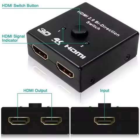 HDMI-compatible 2.0 2 Port 4K 1080P 2x1 1x2 Switch KVM Bi Directional Switcher UHD 4Kx2K 3D HD 2 Inp