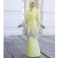Baju Kurung Moden Elisa「 Warna Soft Yellow」 Sedondon Dewasa Ibu Anak Colour Kuning Cair